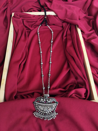 Oxidized Rudaraksh Long Necklace