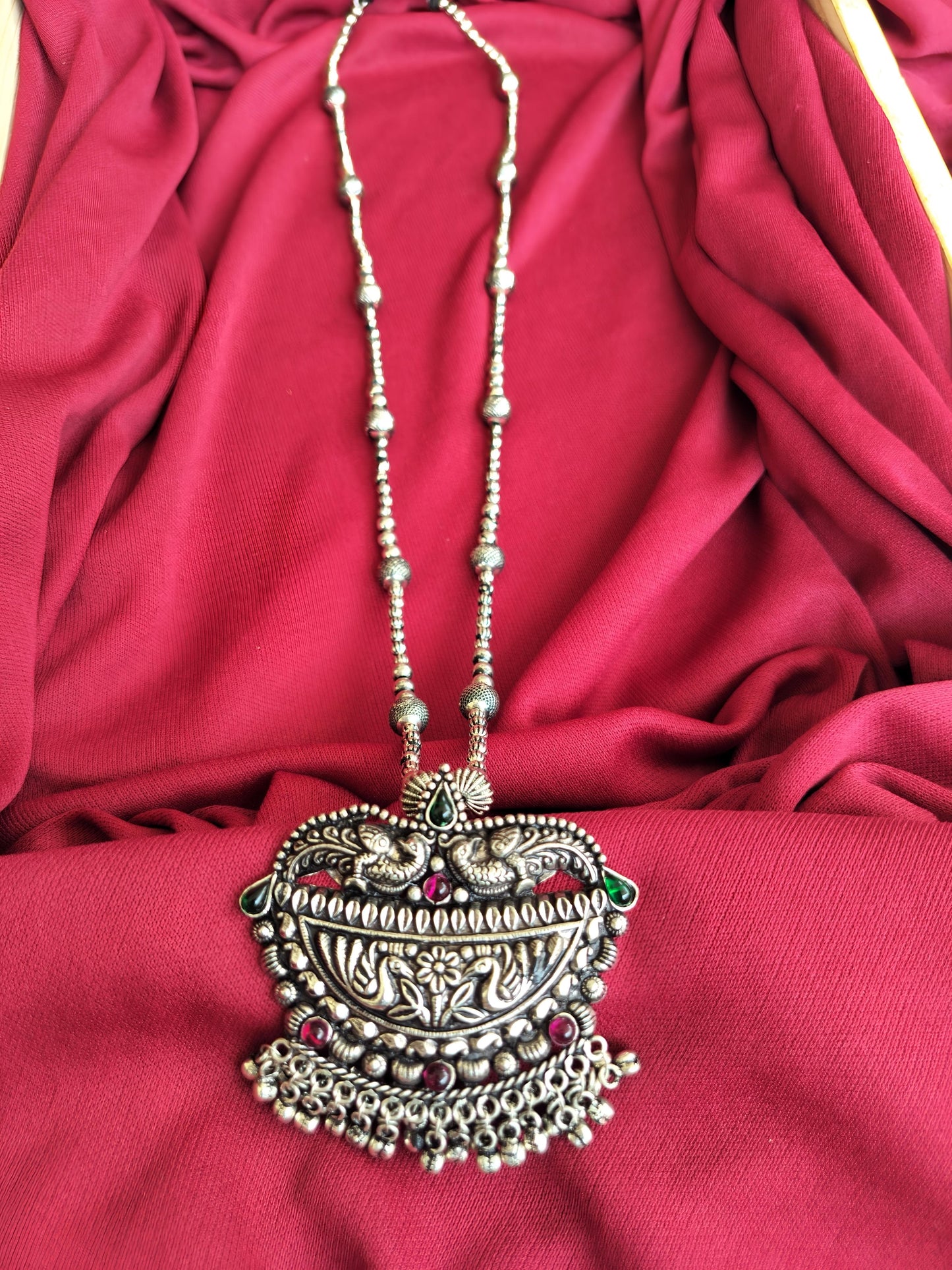 Oxidized Rudaraksh Long Necklace