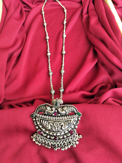 Oxidized Rudaraksh Long Necklace