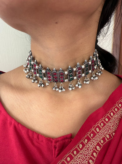 Sliver Green and Pink Choker