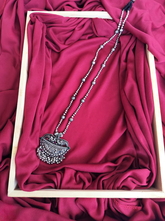 Oxidized Rudaraksh Long Necklace