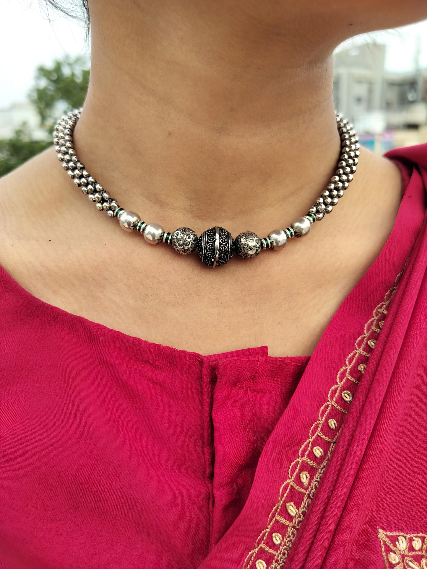 Oxidized Divine Rudraksh Chain