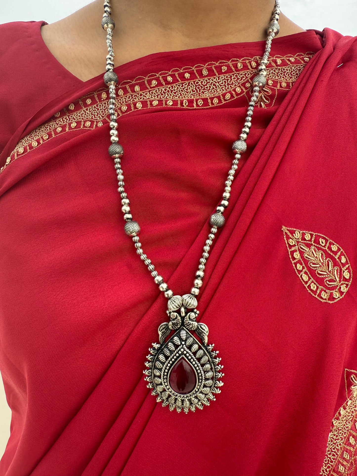 Peacock Ruby Long Necklace