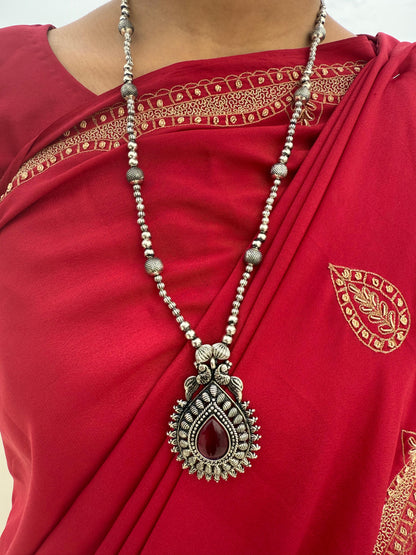 Peacock Ruby Long Necklace